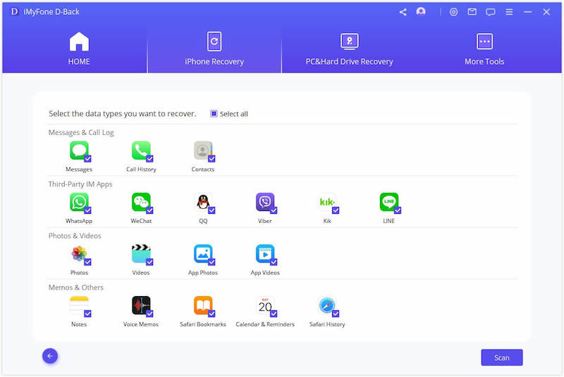 d-back seleccionar tipos de archivos